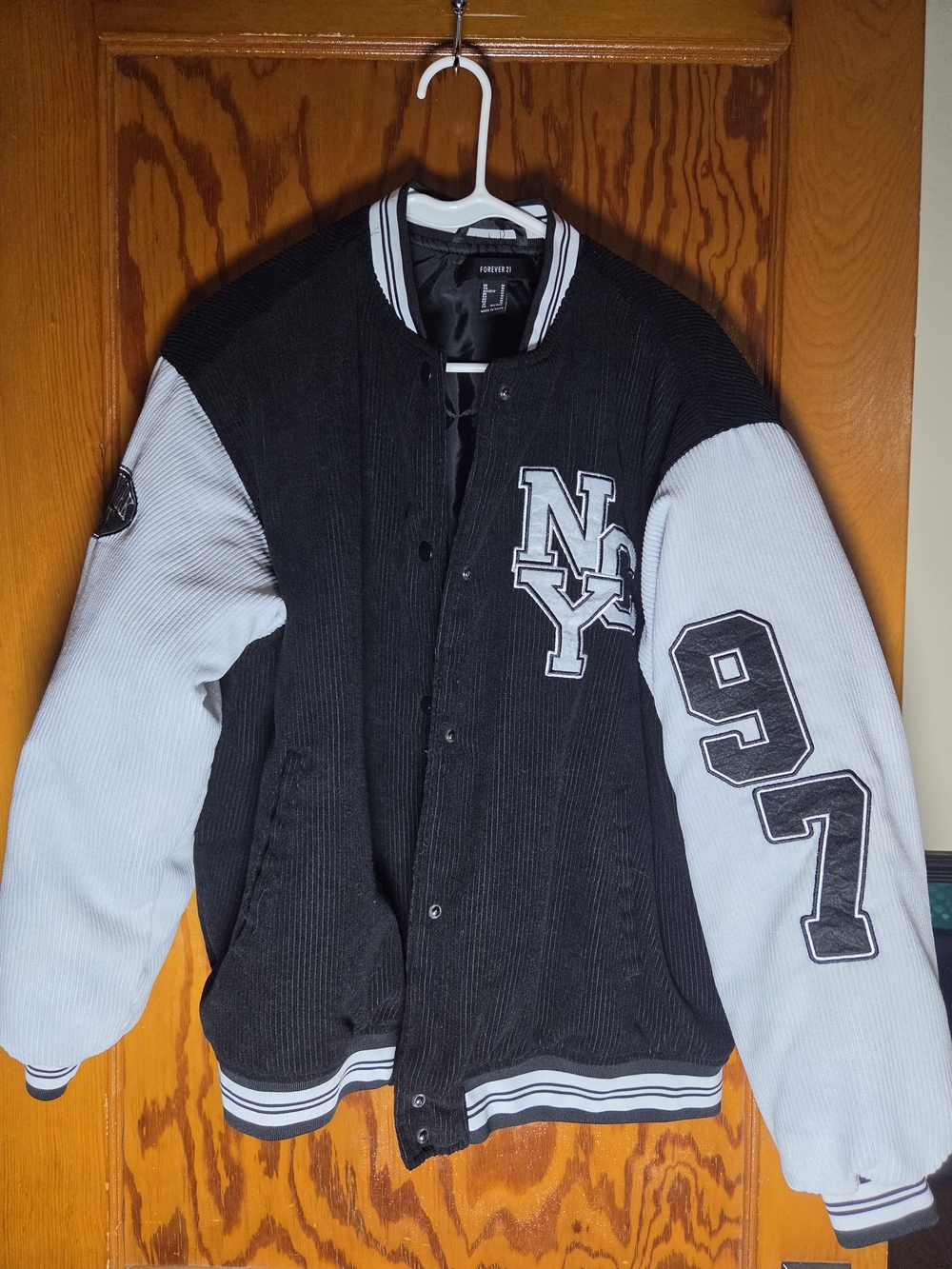 Forever 21 Black and Grey Varsity Bomber Jacket
